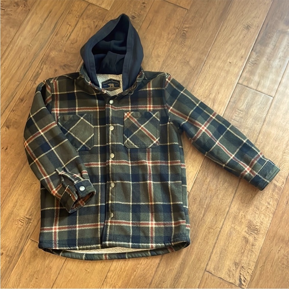 Freedom Foundry Green Plaid Sherpa Lined Flannel With Hood